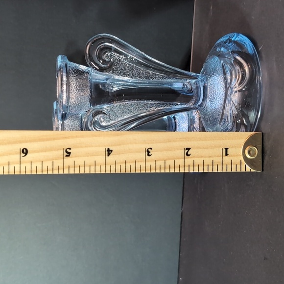 Vintage Pair of Bagley Rutland Blue Glass Candlesticks - Picture 6 of 7
